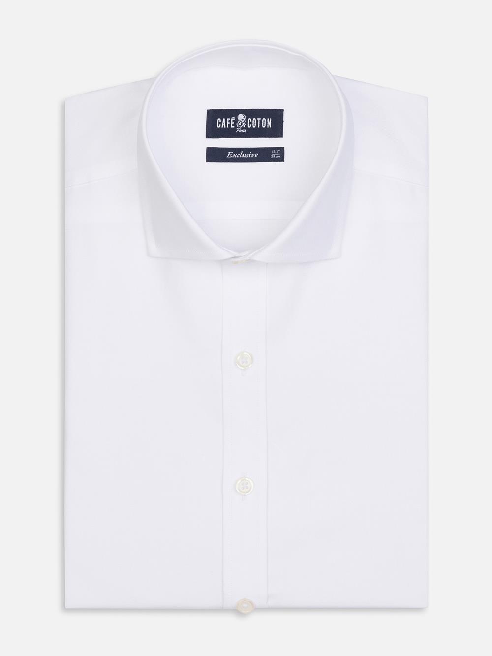 OxfordTailliertes Hemd weiß - Große Ärmellänge