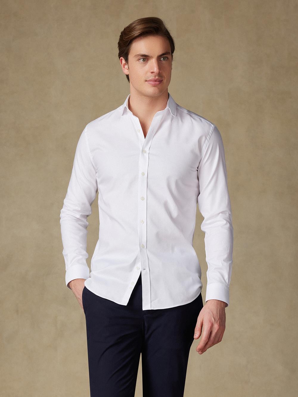 Camisa entallada oxford blanca - Manga Larga