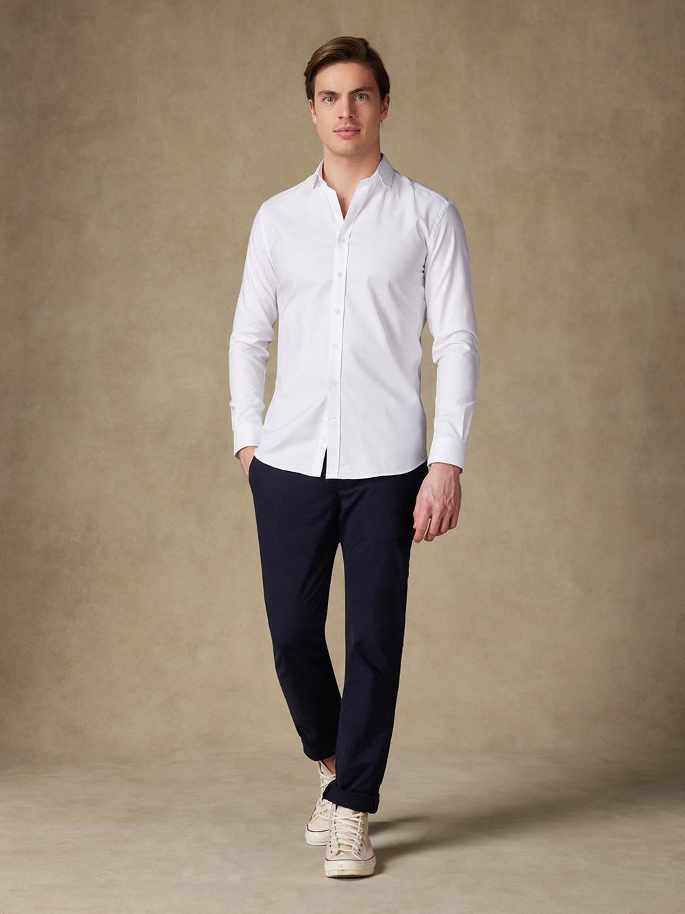 Camicia slim fit oxford bianca - Manica Lunga