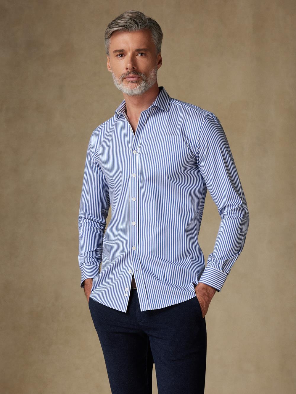 Nick Navy Stripe slim fit shirt  - Extra Long Sleeves
