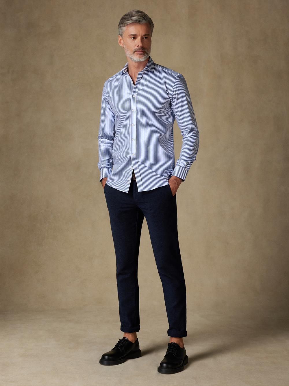 Nick Navy Stripe slim fit shirt  - Extra Long Sleeves