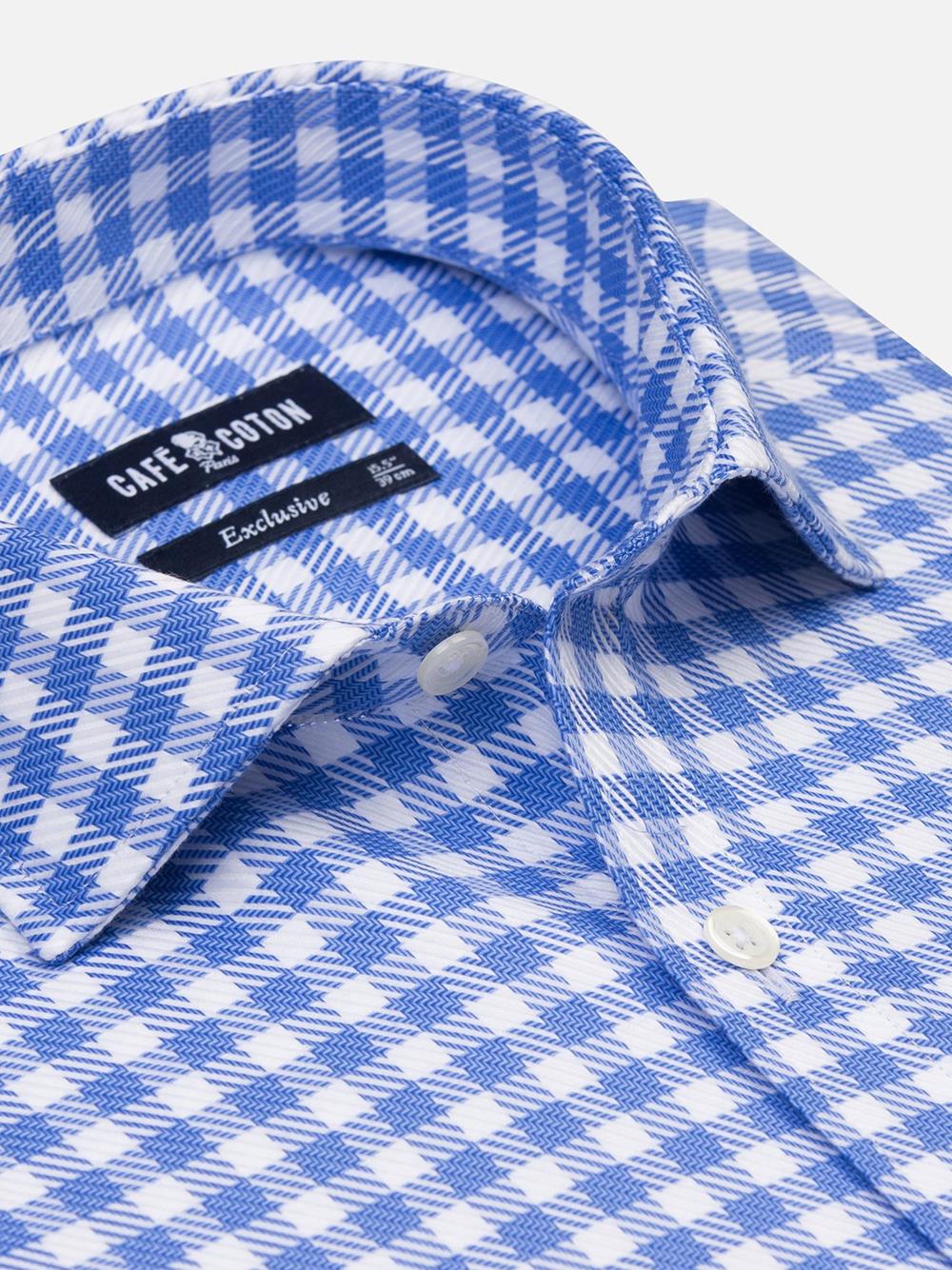 Phil sky blue checked slim fit shirt - Extra long sleeves