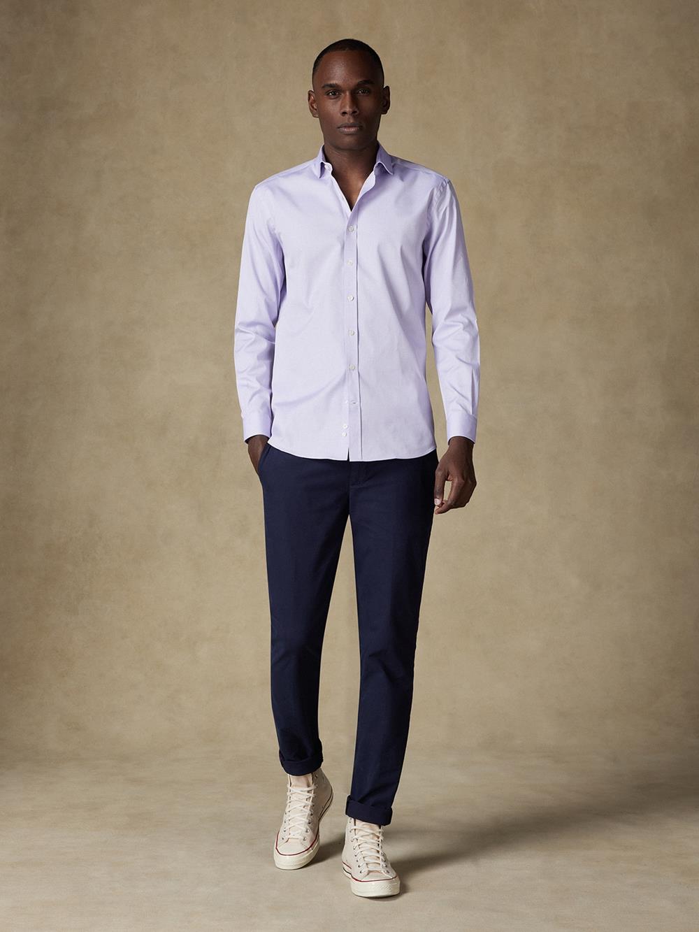 Lilac Pin Point slim fit shirt - Extra Long Sleeves