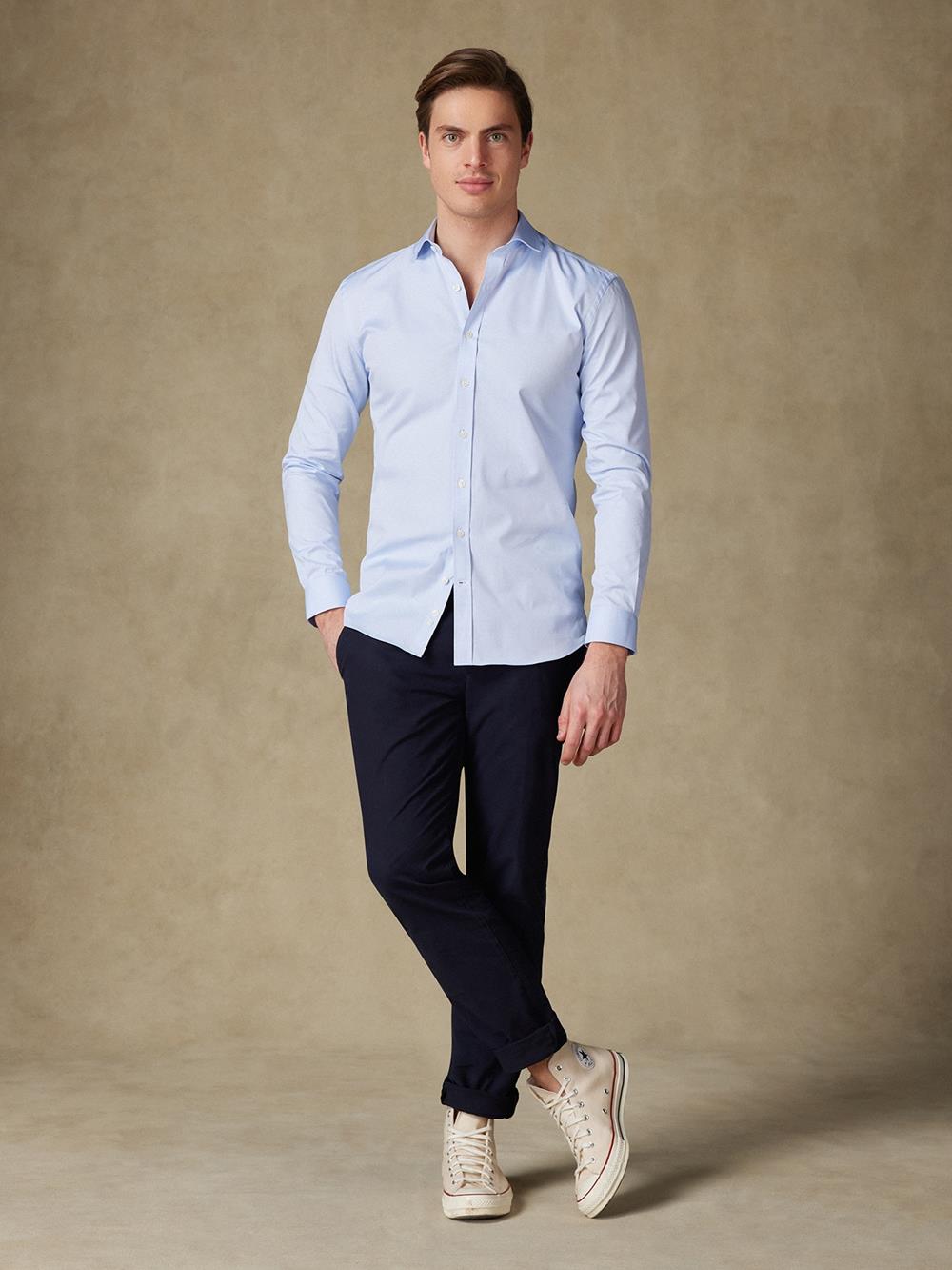 Sky pin point slim fit shirt  - Extra Long Sleeves