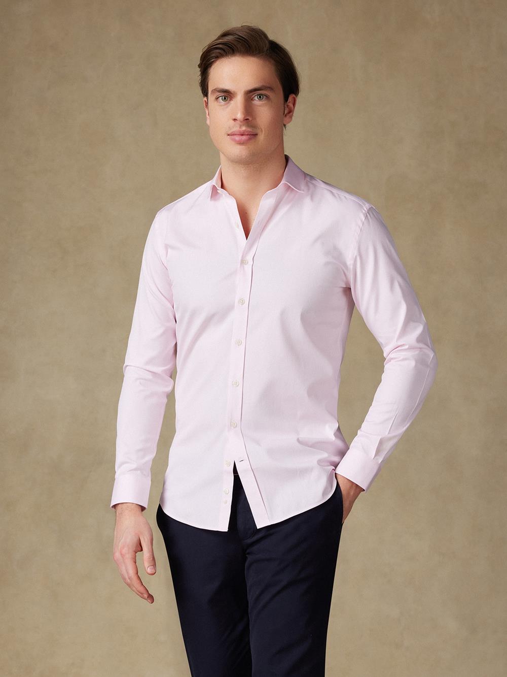 Roze pin point Slim fit overhemd - Lange mouwen