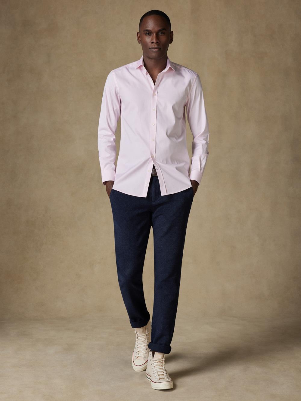 Camicia slim fit a punta rosa - Manica Lunga