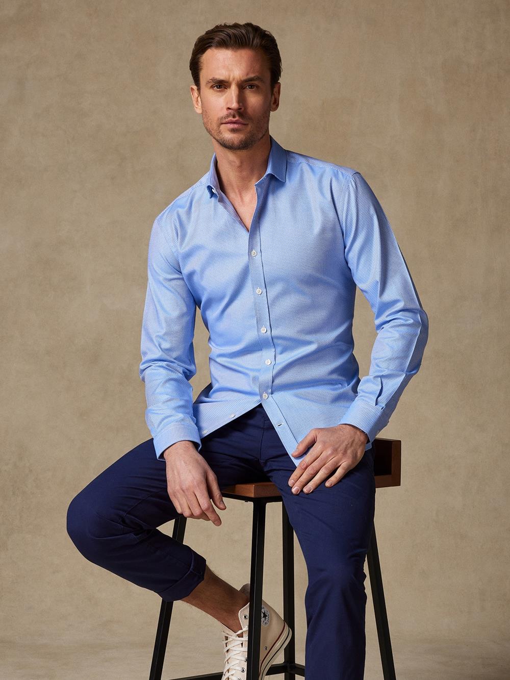 Smith blue braided slim fit shirt - Extra long sleeves
