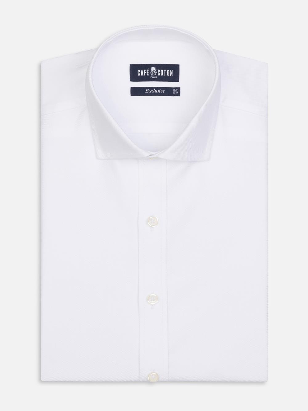 Twill slim fit shirt - White -  Extra long sleeves