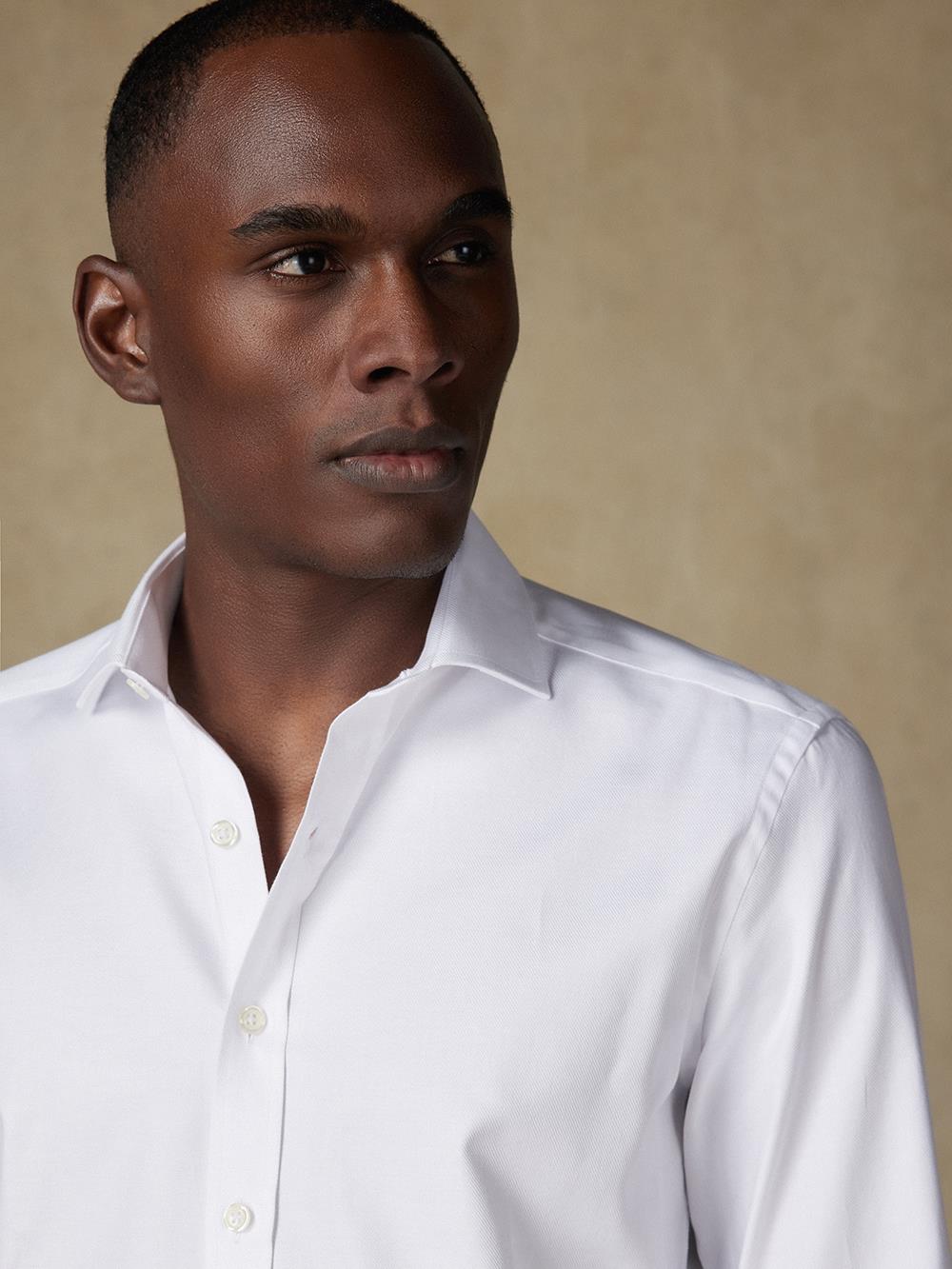 Camicia slim in twill bianco - Manica Extra Lunga