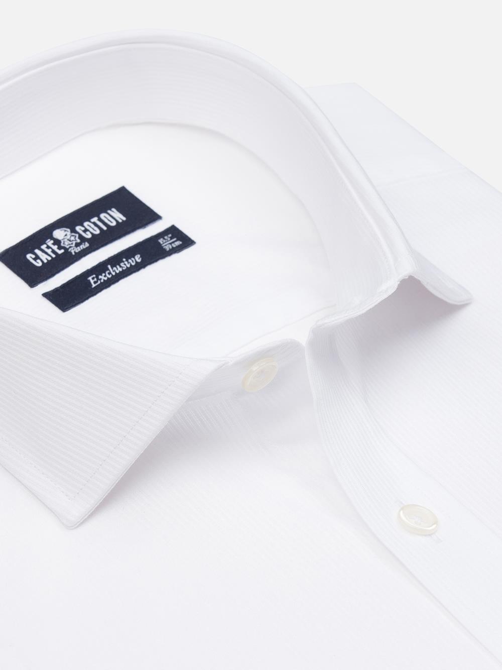 Weißes Piqué-Tailliertes Hemd - Große Ärmellänge