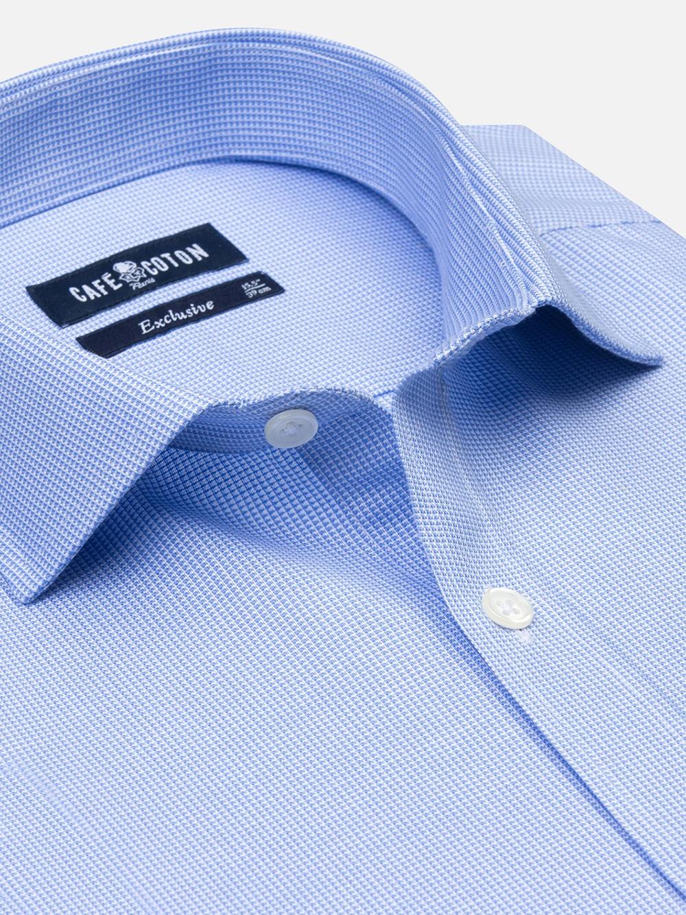 Blue sky printed textured slim fit shirt