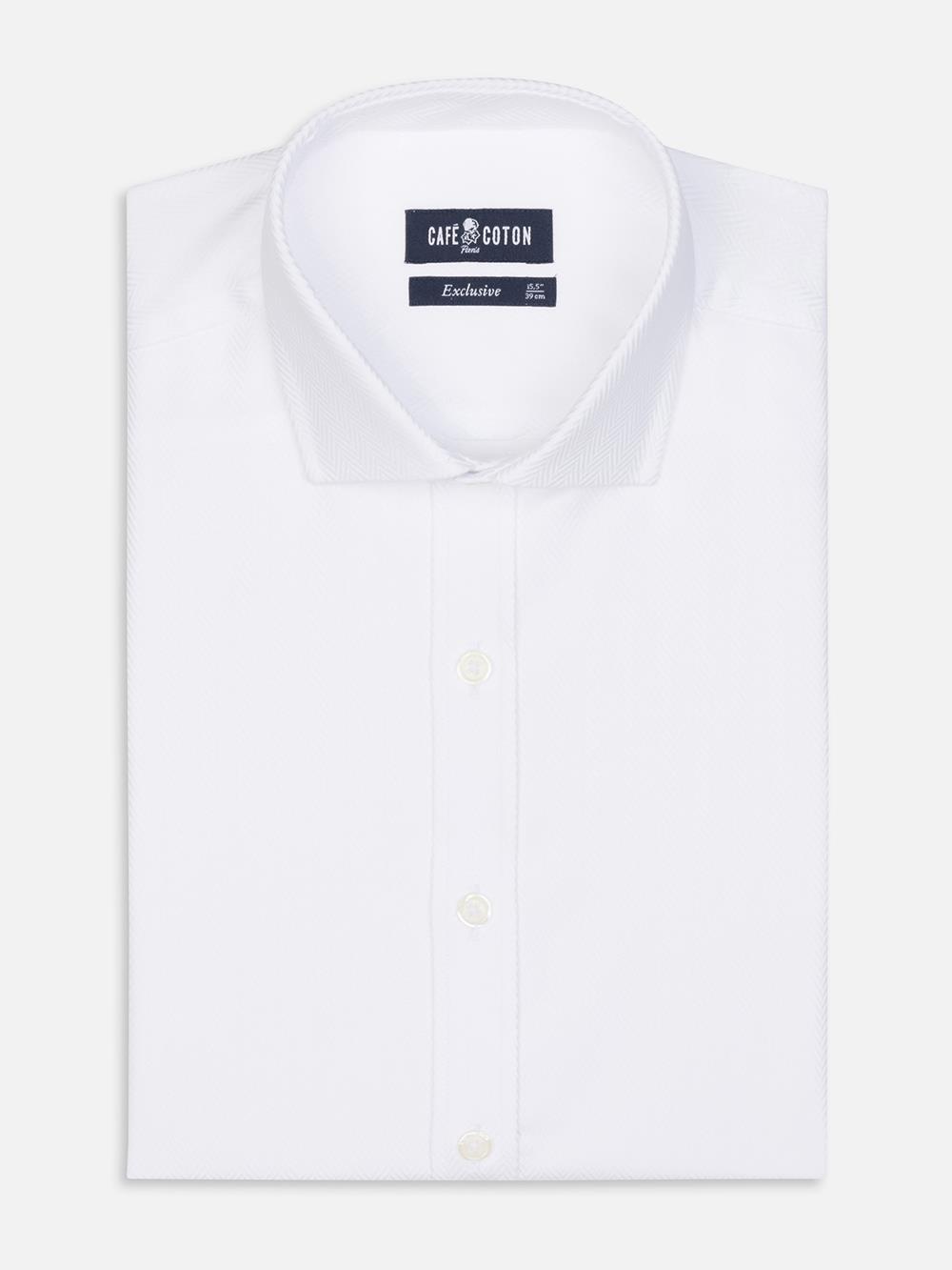 White Herringbone slim fit shirt 