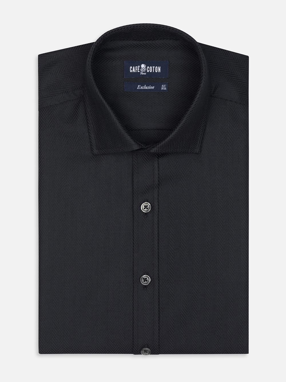 Schwarzes Chevron-Tailliertes Hemd
