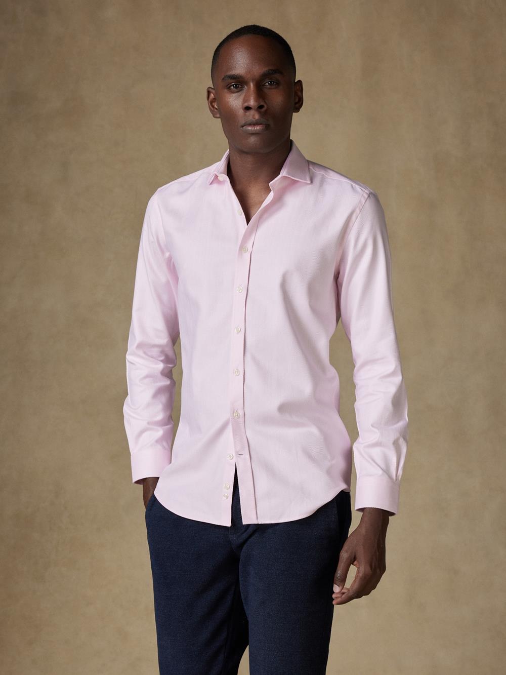 Camicia slim fit spigata rosa 