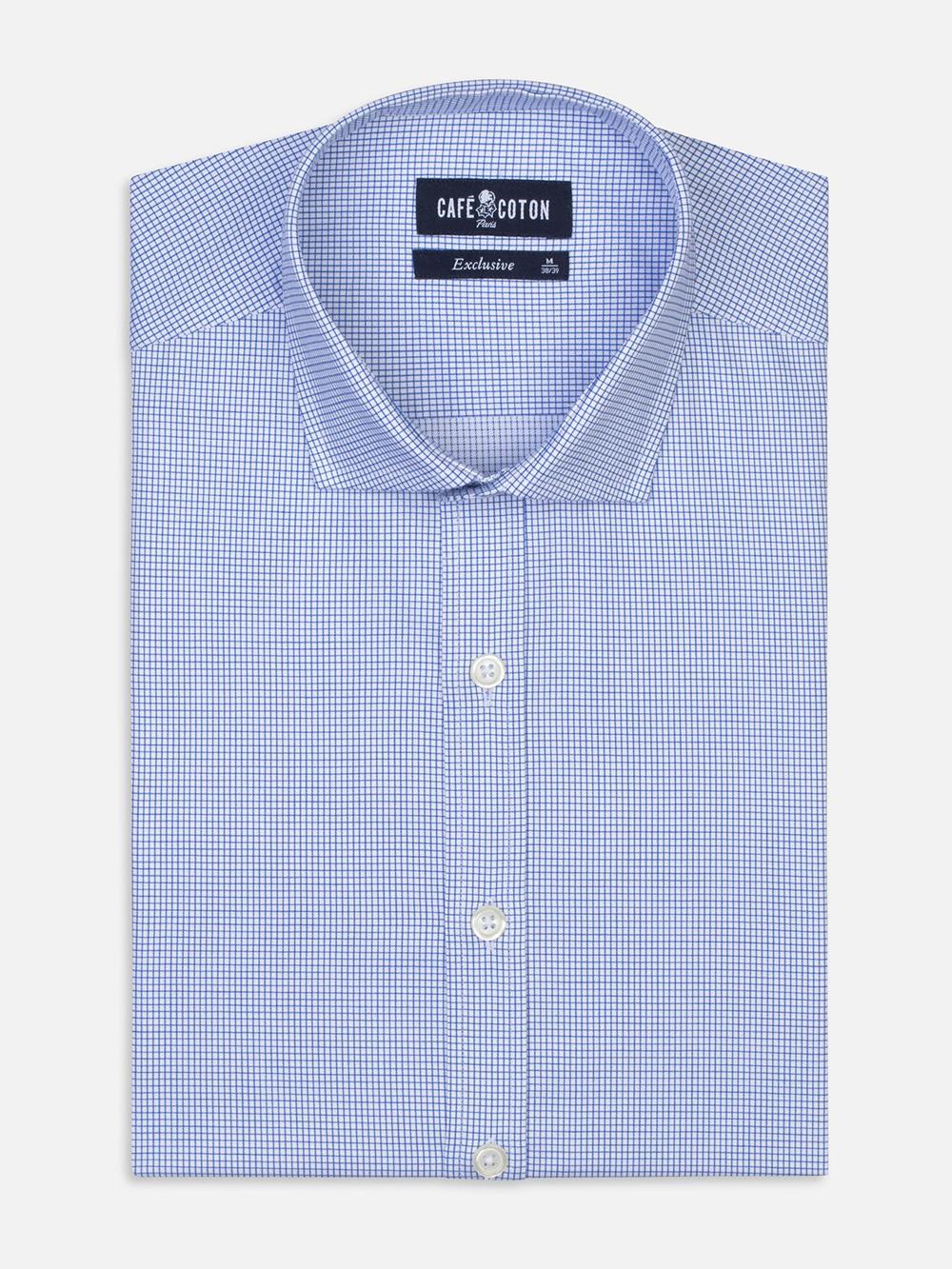Lenny blauw geruit slim-fit overhemd