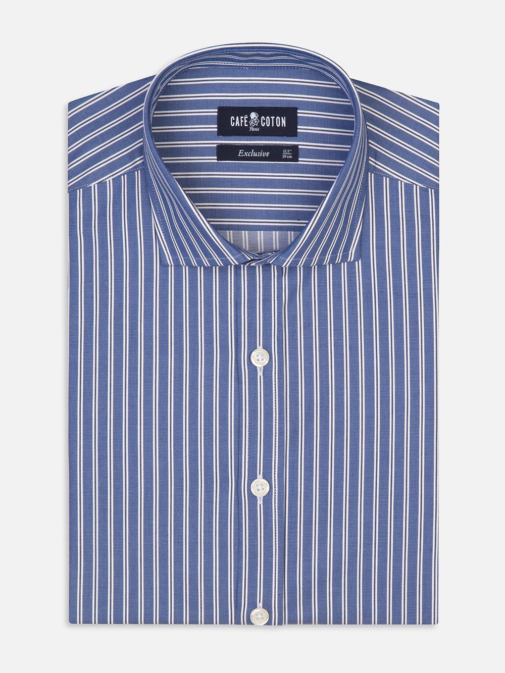 Maxwel navy blue striped slim fit shirt