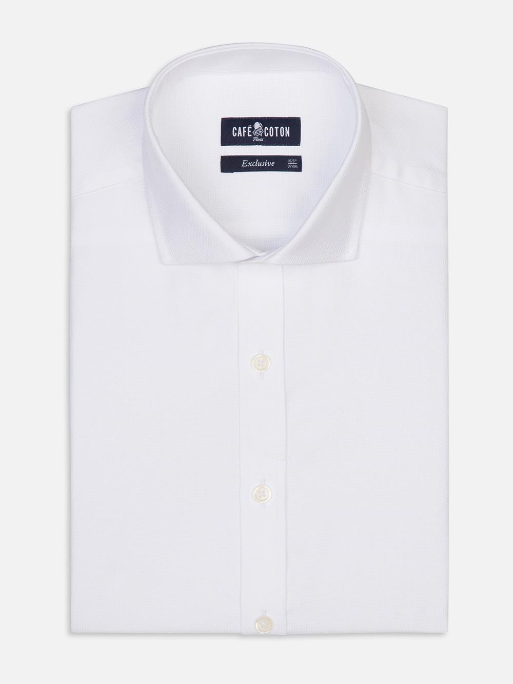 Miles white textured slim fit shirt