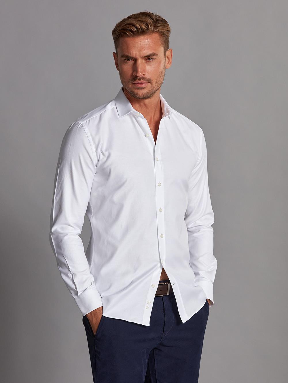 Camisa slim-fit Miles blanca texturizada