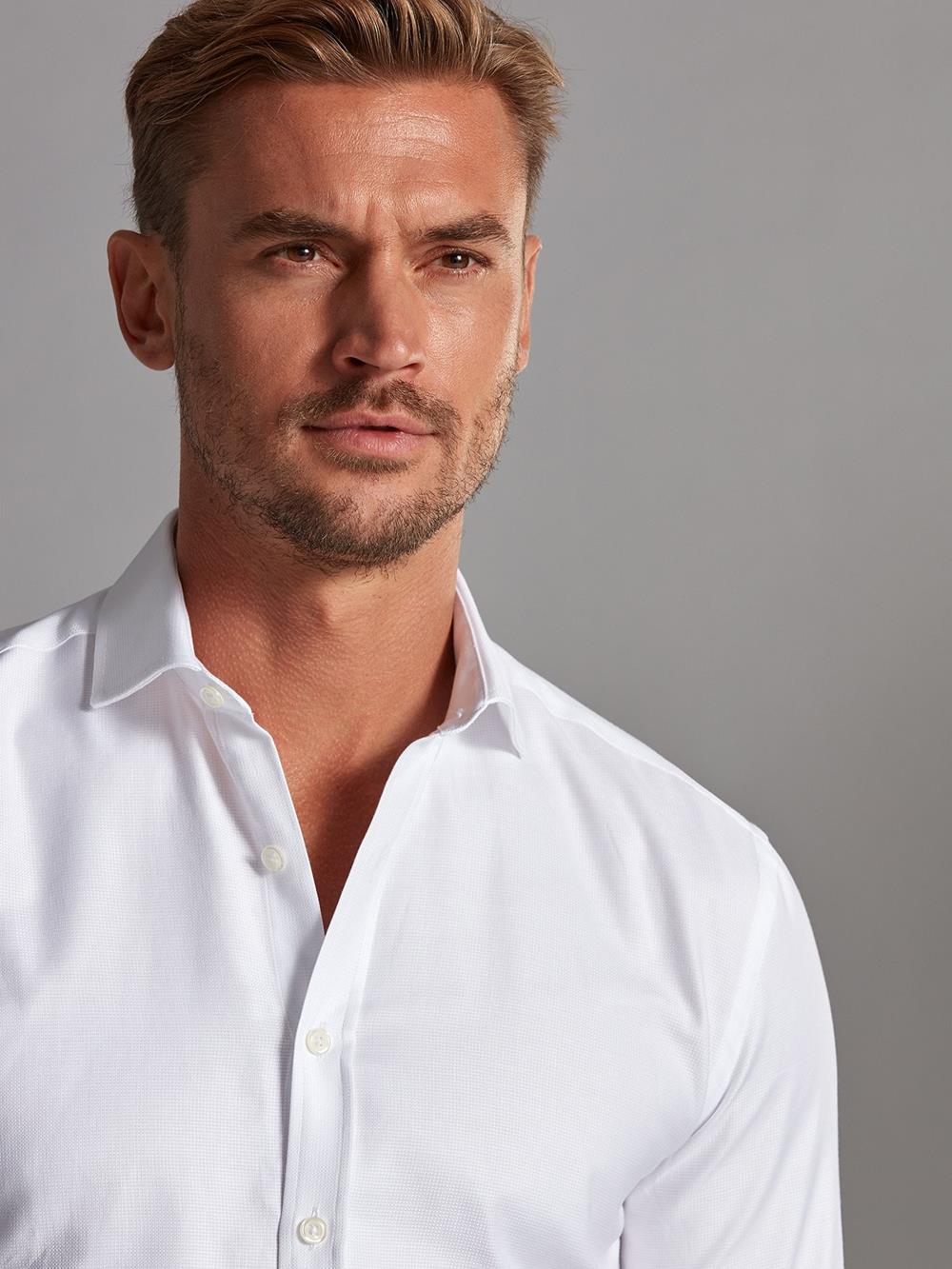 Camisa slim-fit Miles blanca texturizada