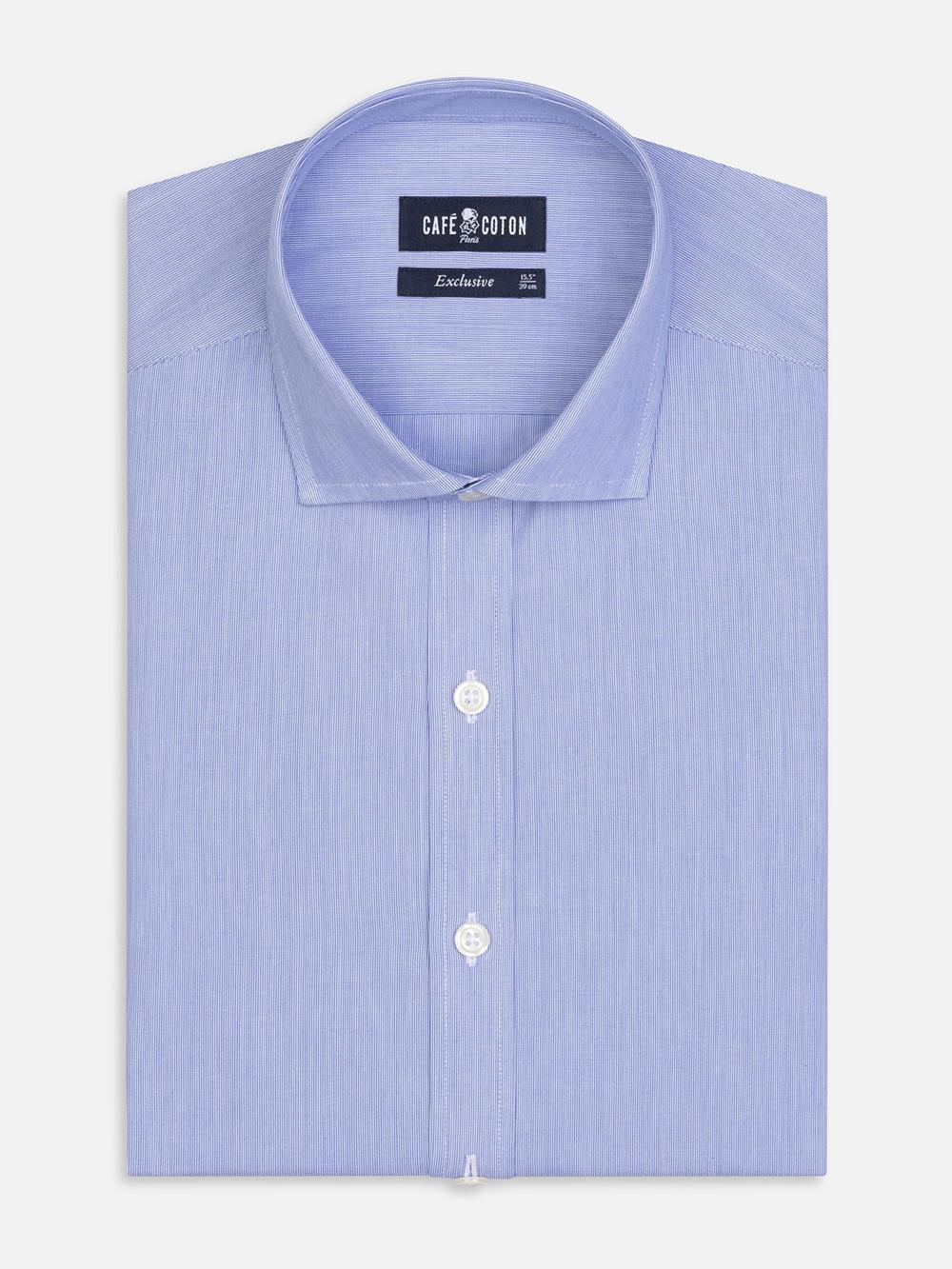 Tailliertes Hemd mit tausend Streifen blau