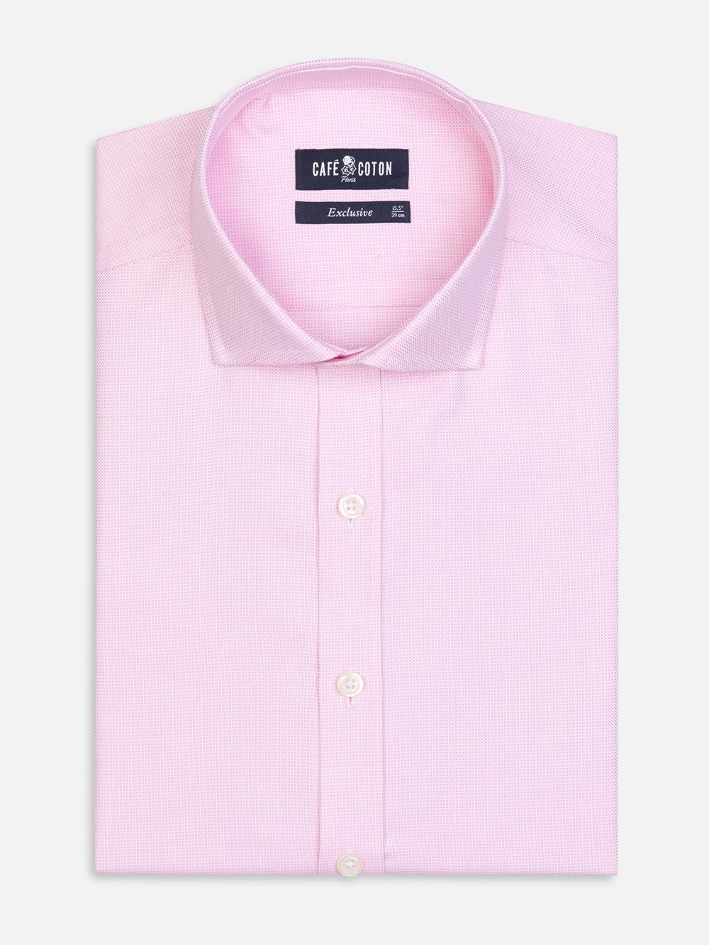 Tailliertes Hemd aus rosa Zopfmuster