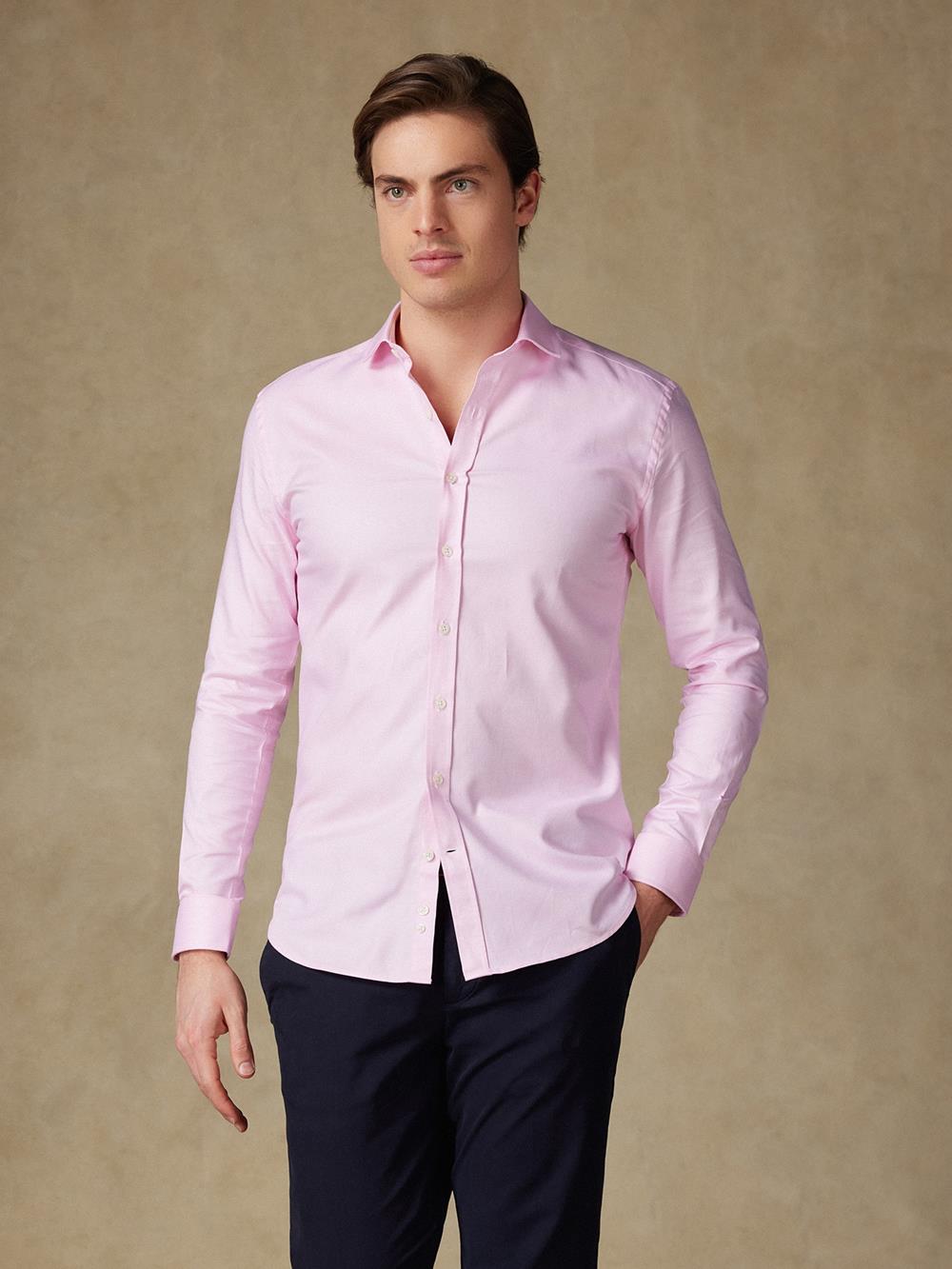 Camisa entallada trenza rosa