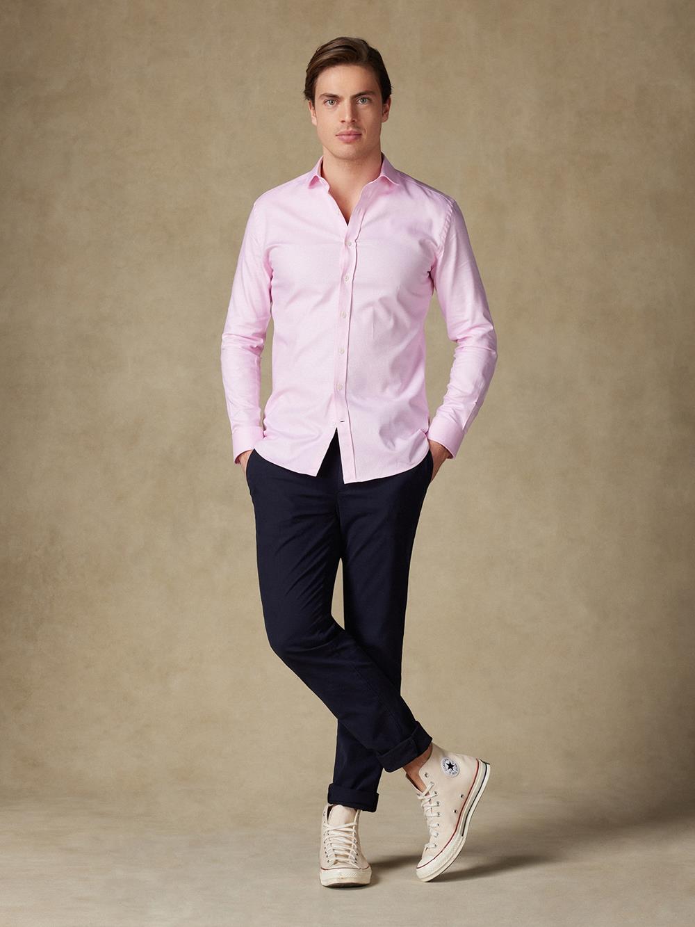Pink braid slim fit shirt