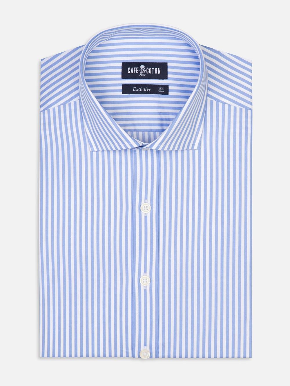 Nick sky blue striped slim fit shirt