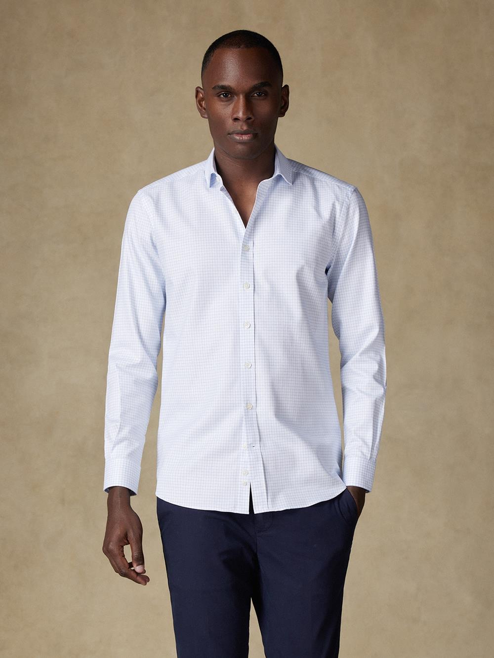 Camisa slim fit Oleg de cuadros azul cielo