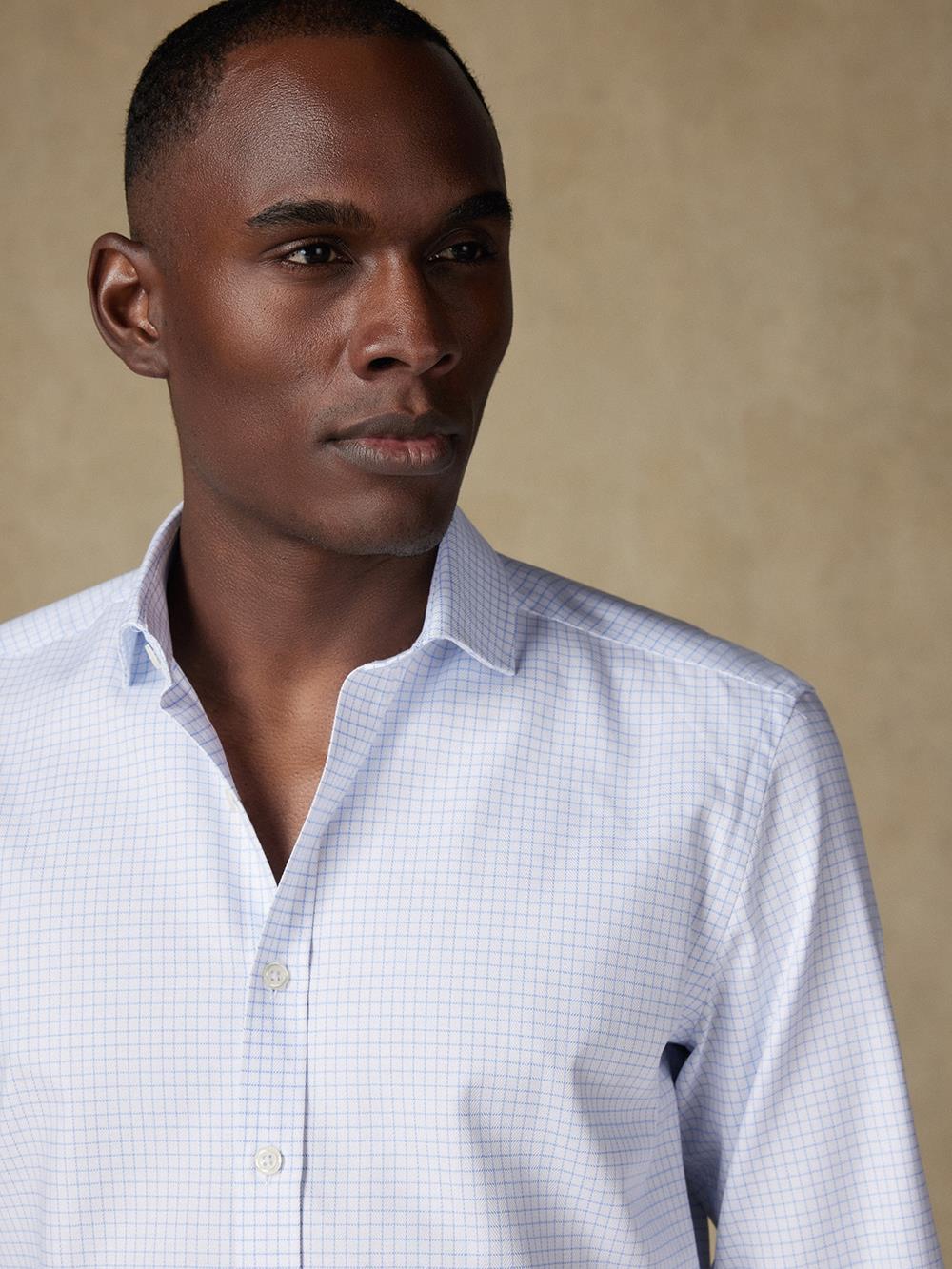 Oleg check slim fit shirt - Blue sky