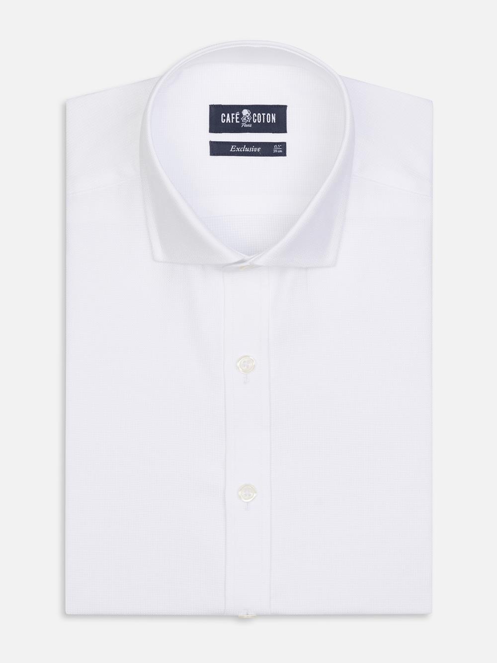 Paris textured slim fit shirt - White