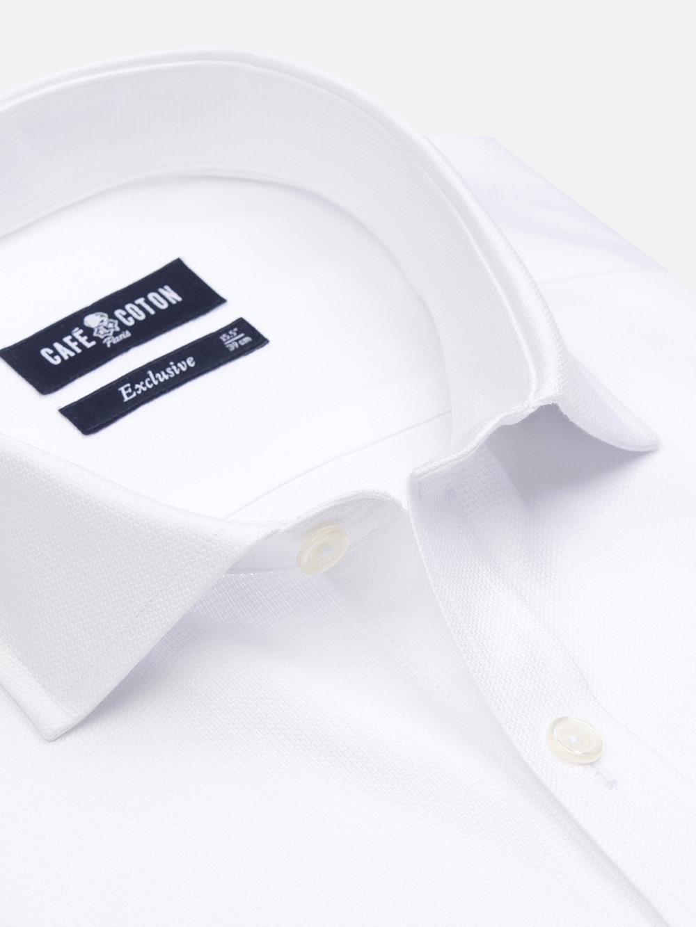 Paris textured slim fit shirt - White