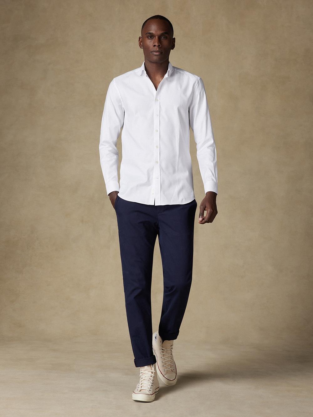 Paris textured slim fit shirt - White