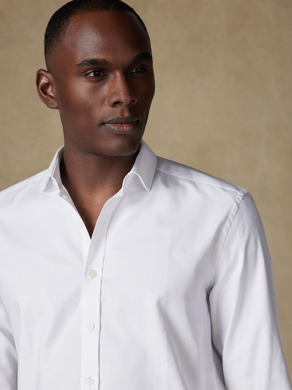 Paris textured slim fit shirt - White