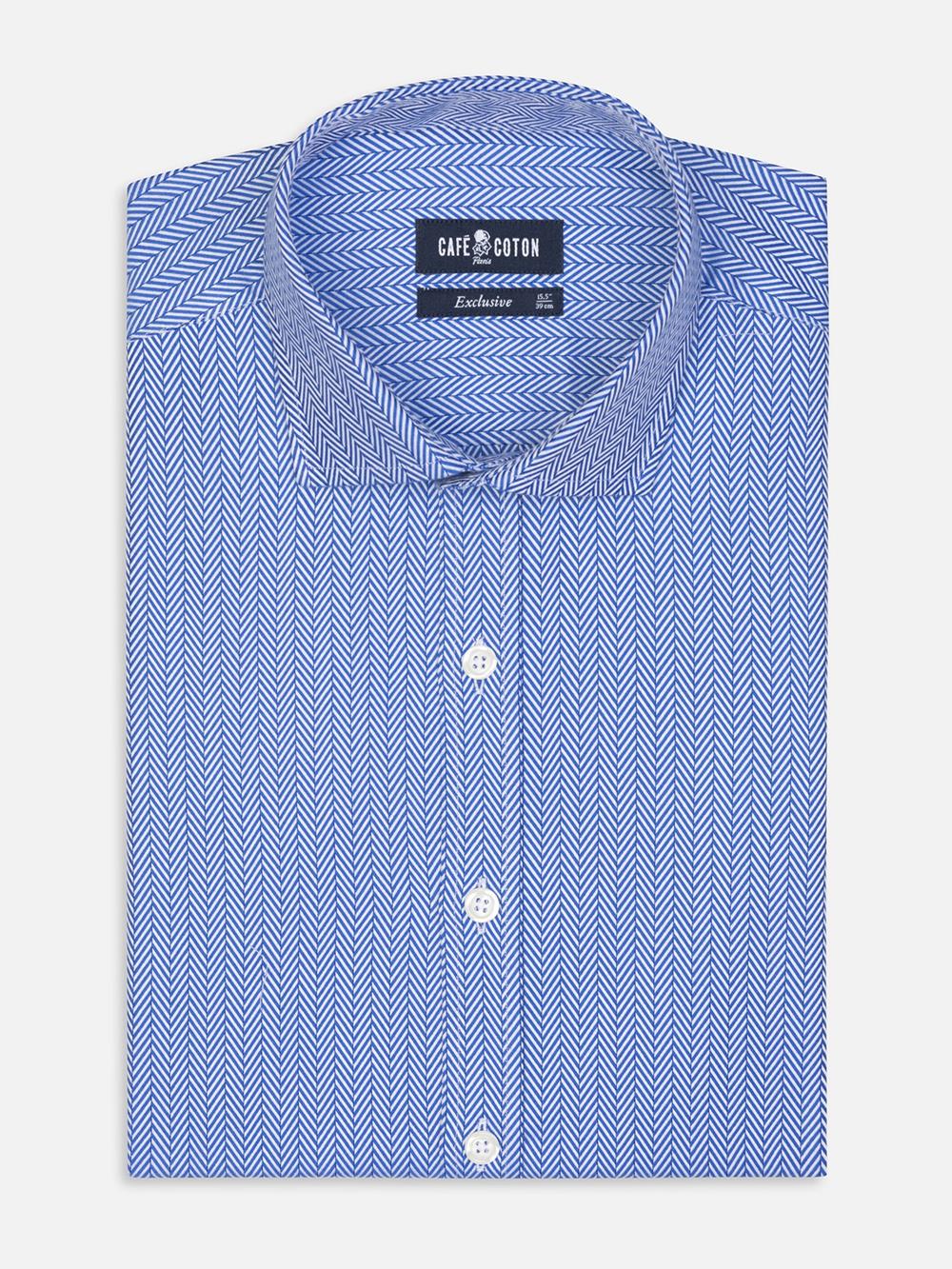 Perry Blue Herringbone slim fit shirt