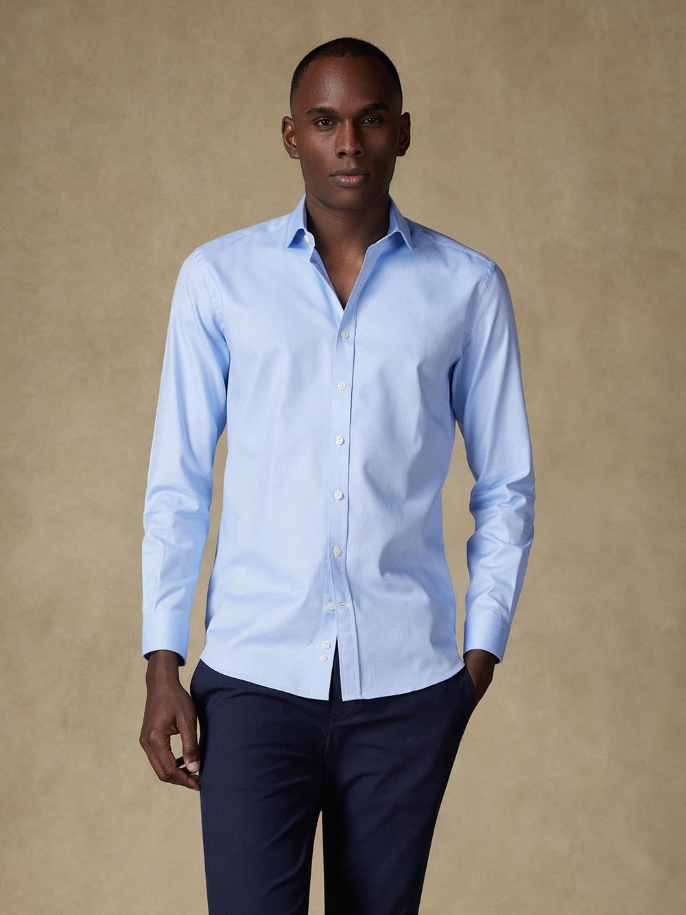 Chemise cintrée en twill ciel