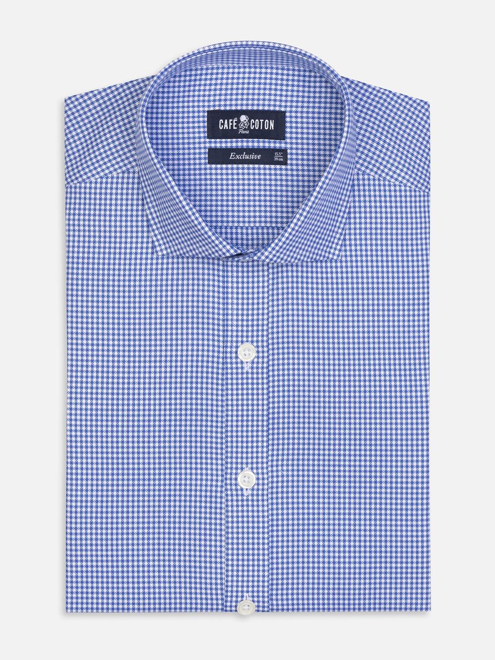 Chemise cintrée en vichy bleu 