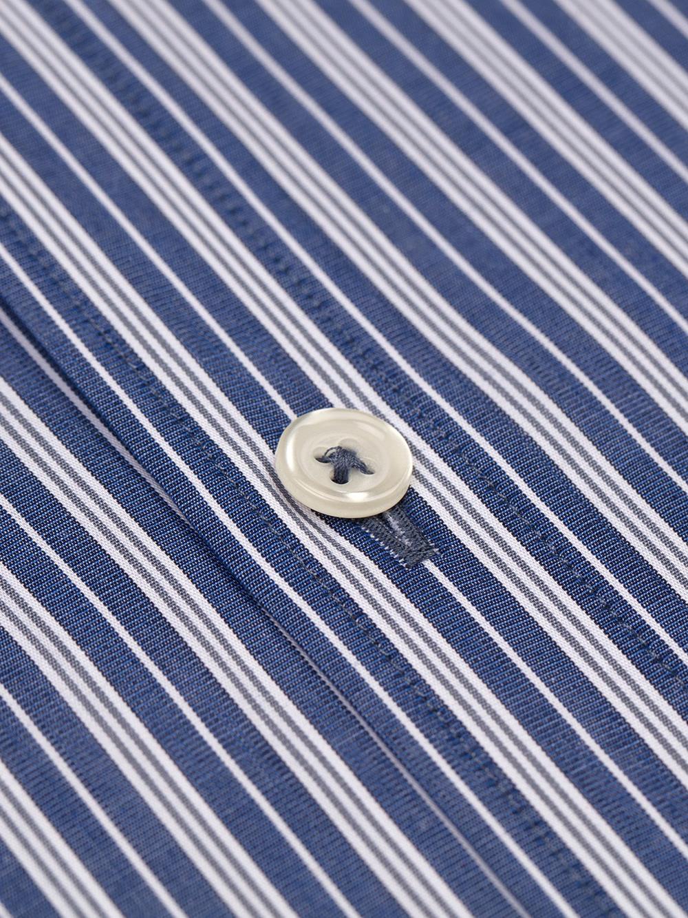 Willem marineblauw en grijs gestreept getailleerd overhemd