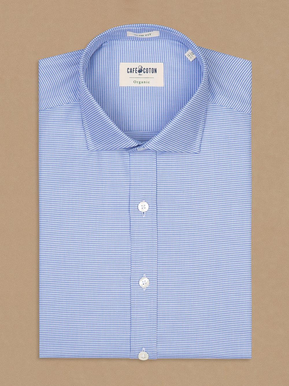 Percy sky blue twill organic shirt
