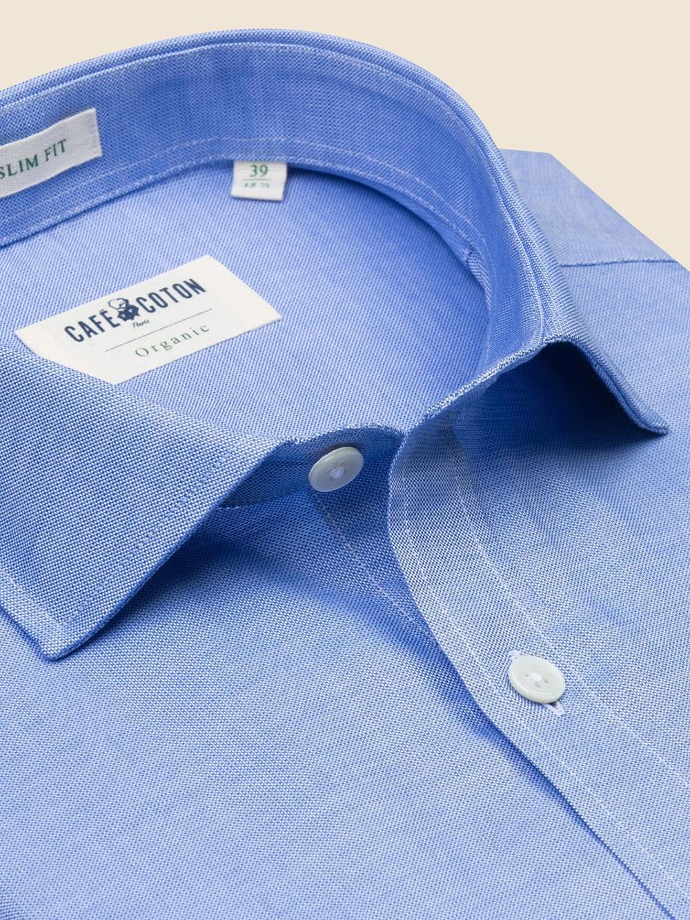 Blue organic natté slim shirt