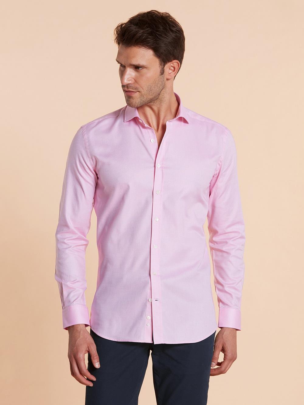 Pink organic natté slim shirt
