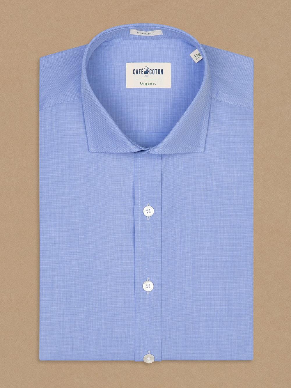 Shanon sky blue poplin organic slim fit shirt