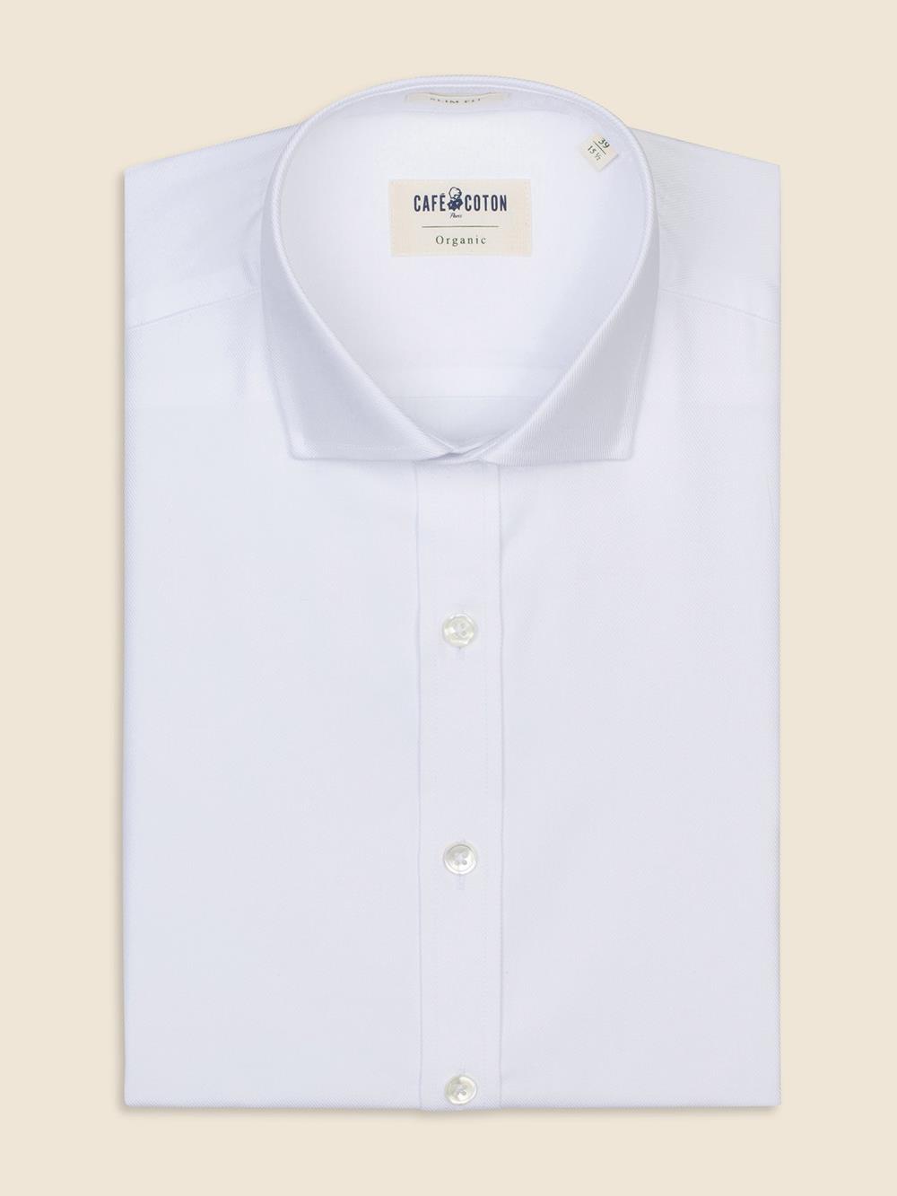 White organic twill slim shirt