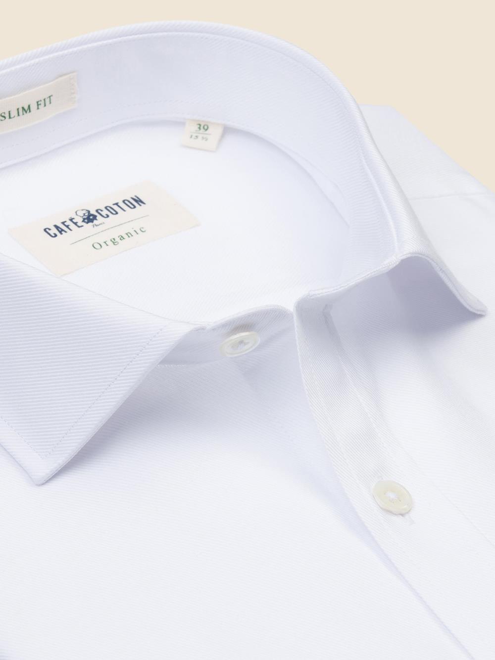 White organic twill slim shirt
