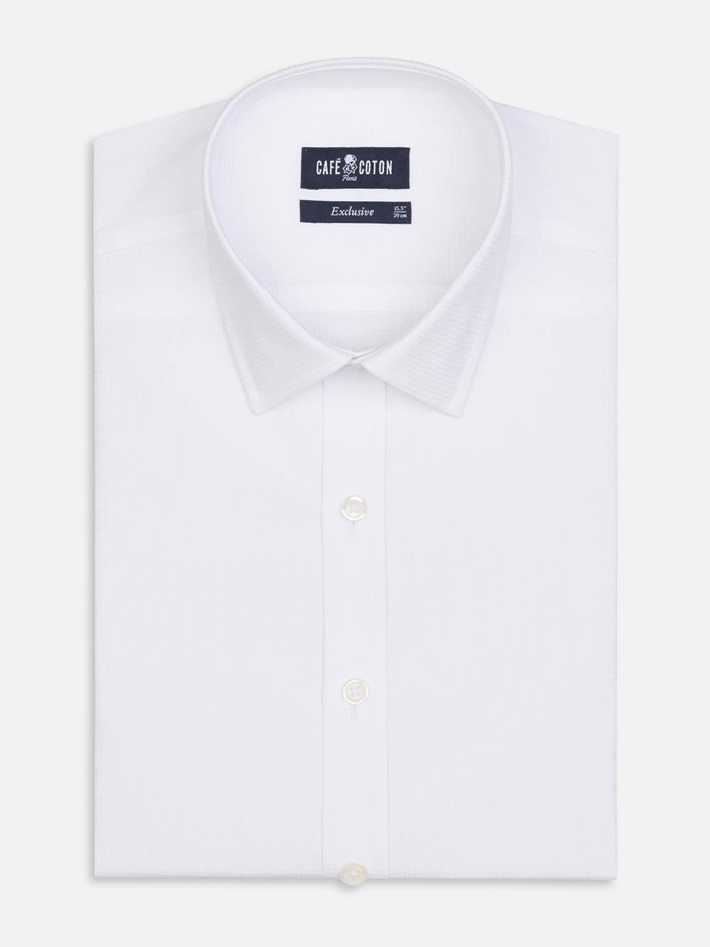 Aiden textured slim fit shirt - White