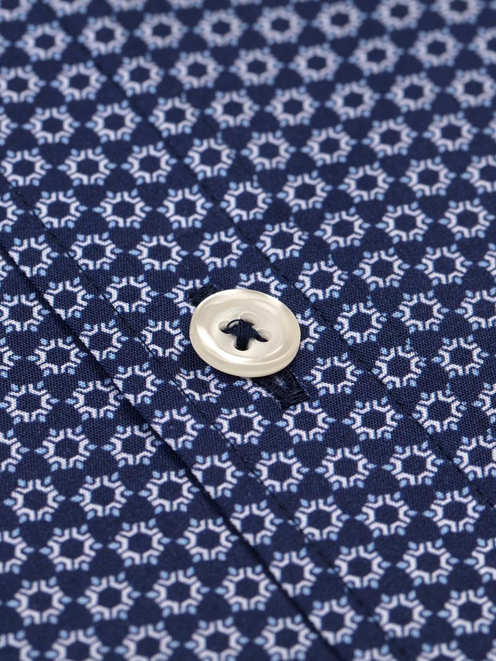 Alvin navy blue slim fit shirt with printed pattern - Small collar