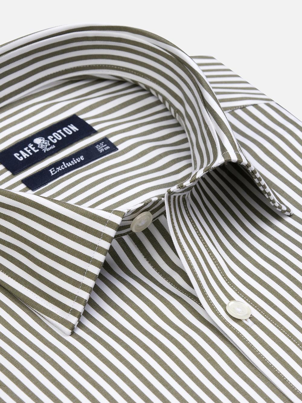 Barry stripe slim fit shirt - Kakhi 