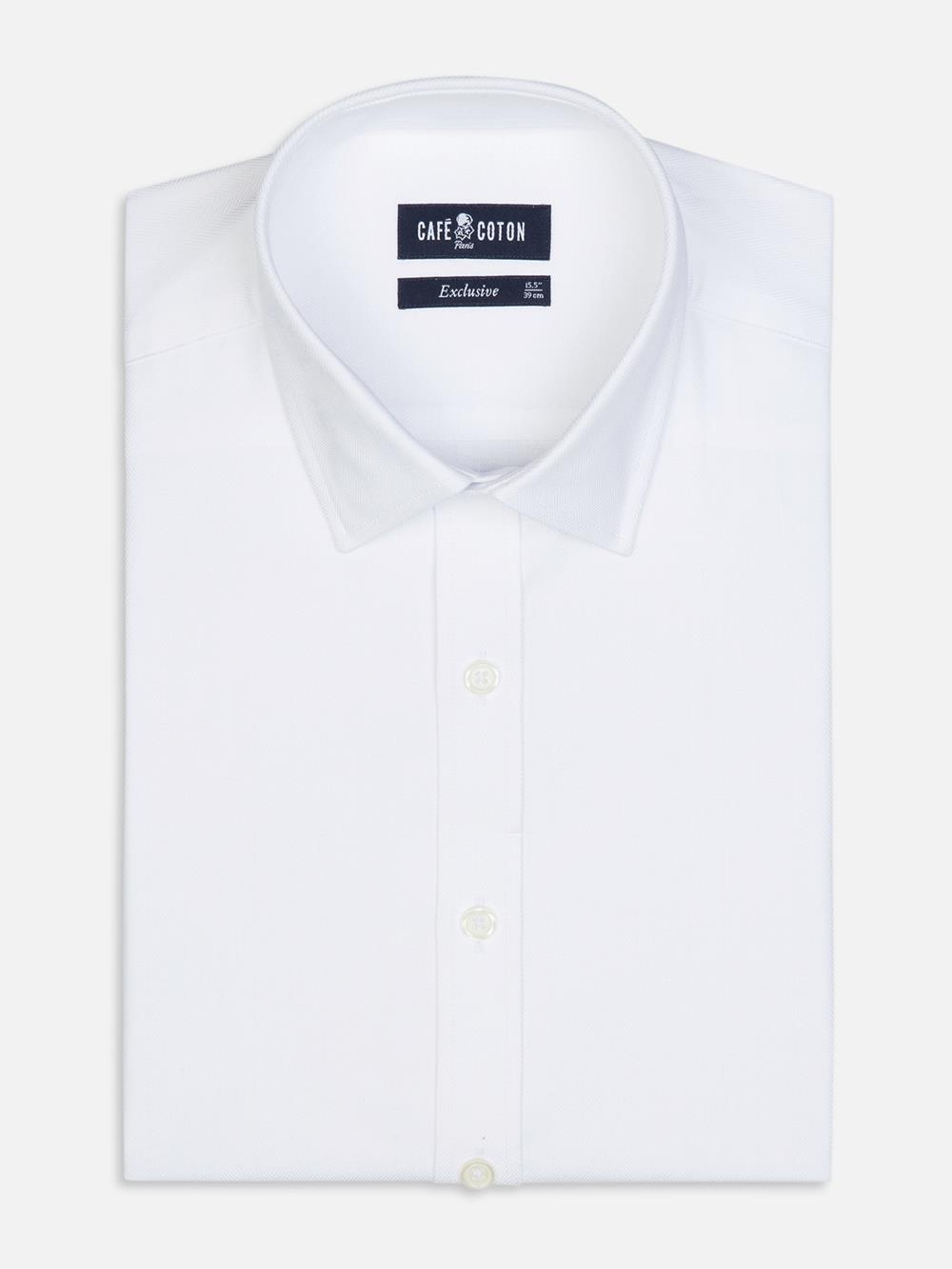 Tailliertes Hemd mit weißem Fischgrätenmuster - Kleiner Kragen