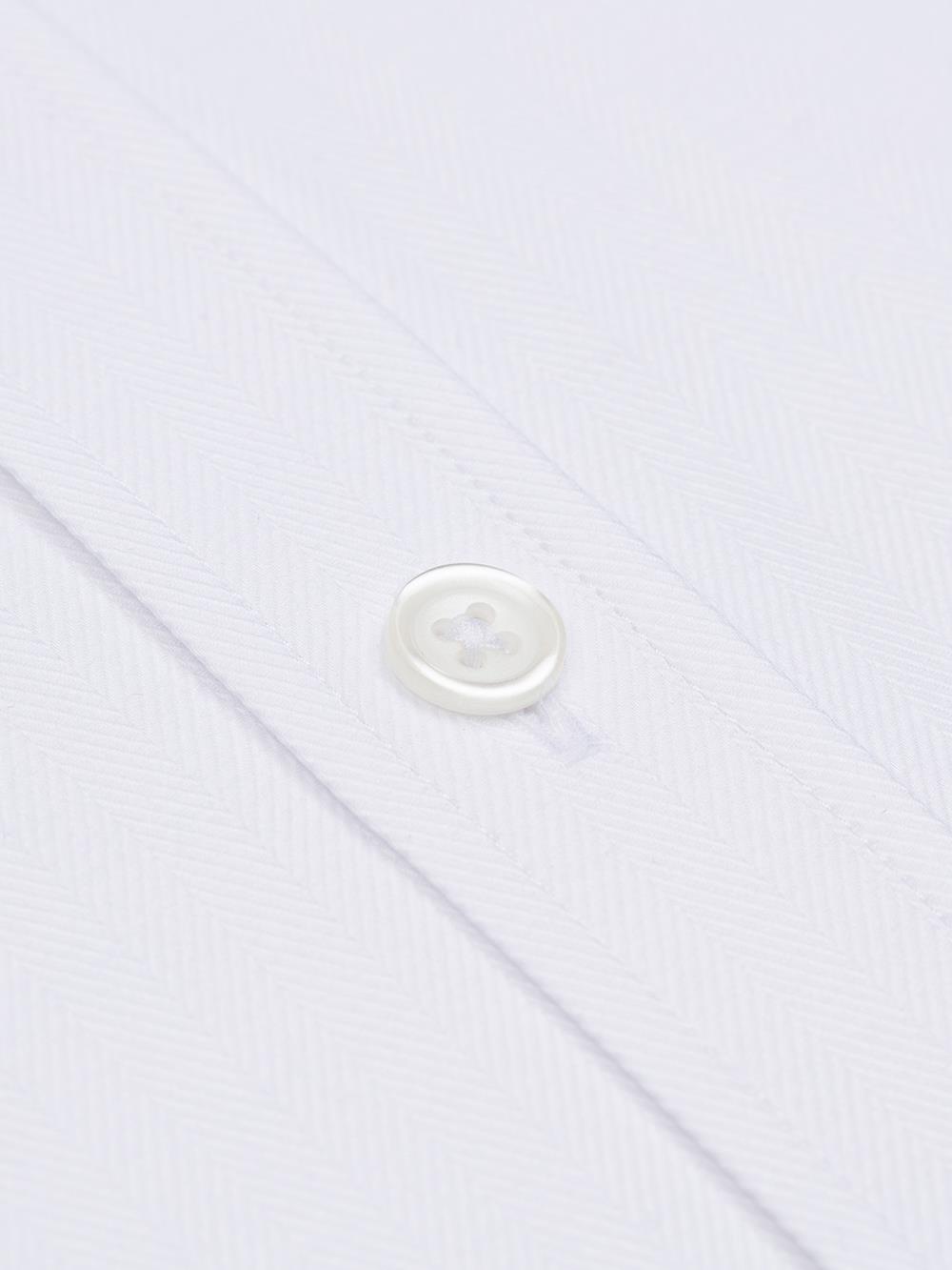 Camicia slim bianca a spina di pesce - Colletto piccolo