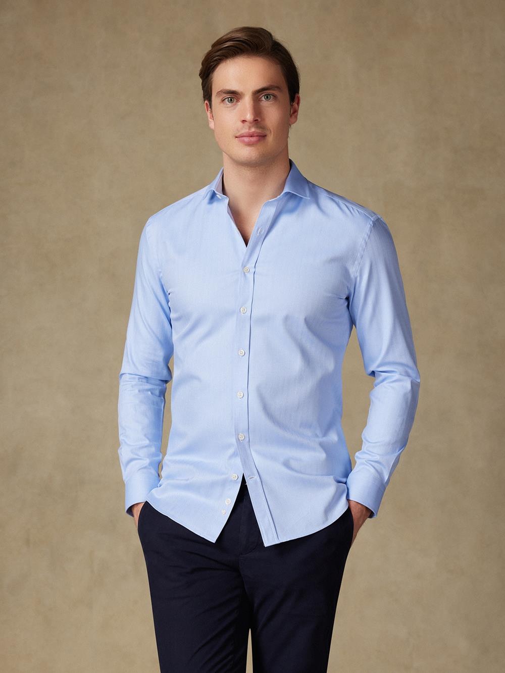 Camicia slim fit cielo spigata